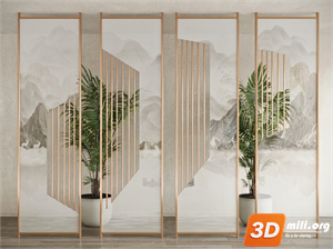 Folding screen Skp Files 